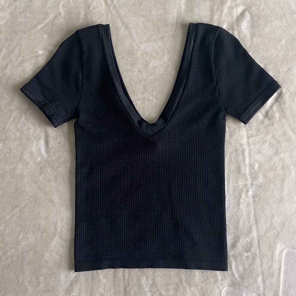 Forever 21 Black Deep V-Neck Crop Top